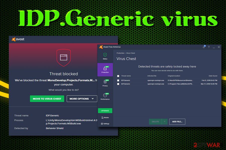 Avast Traced idp.generic as Threat