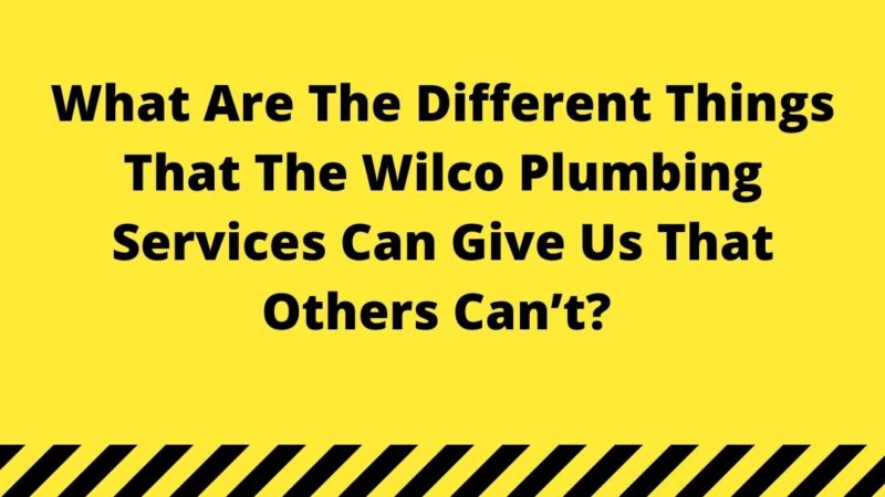 What Are The Different Things That The Wilco Plumbing Services Can Give Us That Others Can’t?