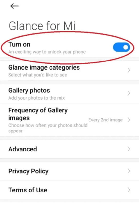 step 4 of how to turn off Glance in Mi 11T Pro 5G